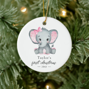 Baby First jul Elephant Calligraphy Julgransprydnad Keramik