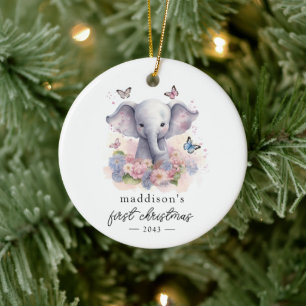 Baby First jul Elephant Calligraphy Julgransprydnad Keramik