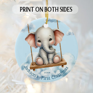 Baby First jul Elephant på Swing Julgransprydnad Keramik