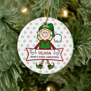 Baby First jul Elf Girl Julgransprydnad Keramik