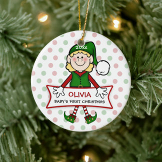 Baby First jul Elf Girl Julgransprydnad Keramik