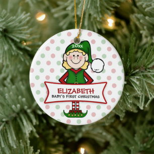 Baby First jul Elf Girl Julgransprydnad Keramik
