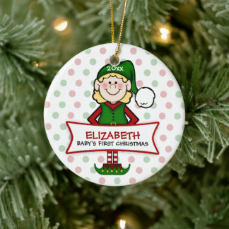 Baby First jul Elf Girl Julgransprydnad Keramik