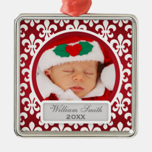 Baby First jul Fleur De Lis Red Julgransprydnad Metall