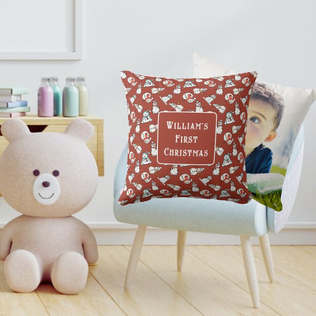 Baby First jul | Foton snögubbe Mönster Kudde (Nursery - Back And Front)