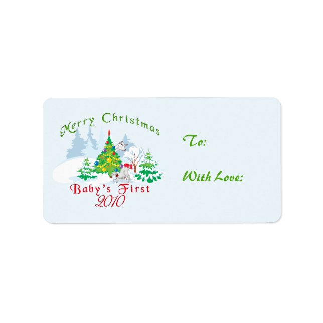 Baby First jul Gift Märkre Adressetikett (Framsidan)