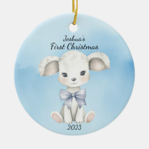 Baby First jul Goat Blue Personlig Julgransprydnad Keramik