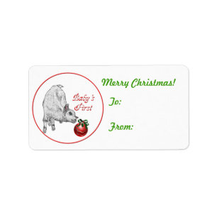 Baby First jul Goat Gift Märkre Sticker Adressetikett