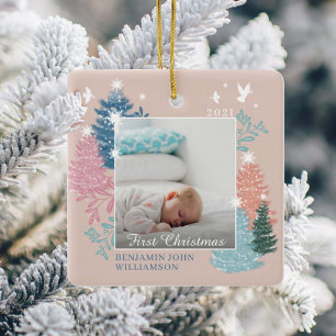 Baby First jul Gräs Träd Forest Photo Julgransprydnad Keramik