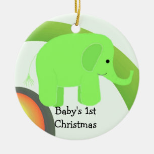 Baby First jul Grönt Elephant Julgransprydnad Keramik