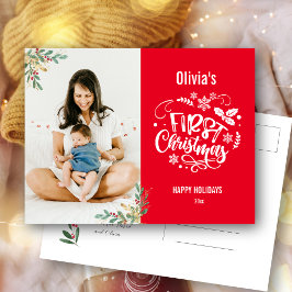 Baby First jul | Guld Foliage Photo Helg Vykort