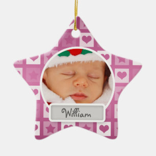 Baby First jul Hearts & Stars Rosa Julgransprydnad Keramik