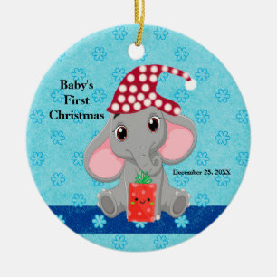 Baby First jul med Elephant Ceramic Ornam Julgransprydnad Keramik