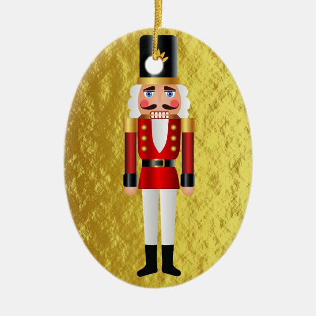 Baby First jul Nutcracker Guld Personalize Julgransprydnad Keramik (Framsidan)