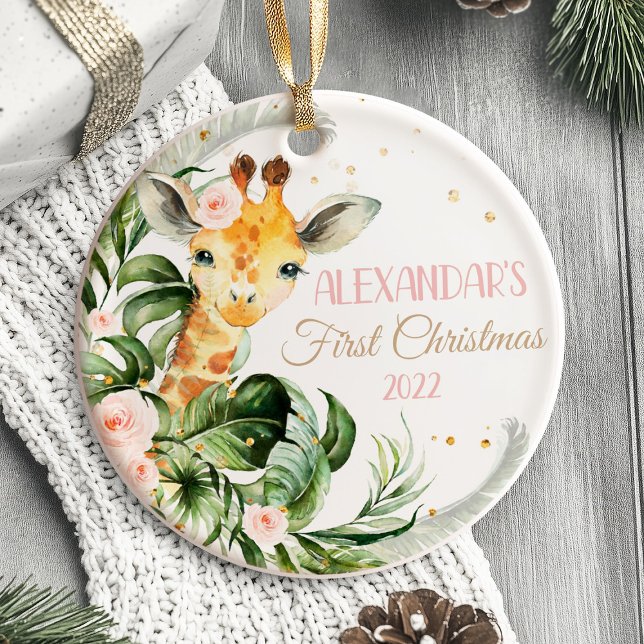 Baby First jul Ornament Girl Safari animal (Safari Baby's First Christmas Ornament girl jiraffe)