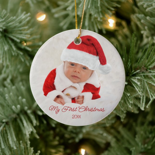 Baby First jul Photo Ceramic Ornament (Träd)