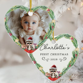 Baby First jul-Photo-Heart-Racoon Julgransprydnad Keramik