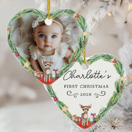Baby First jul-Photo-Heart-Reindeer Julgransprydnad Keramik