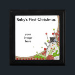 Baby First jul/Photo-Keepie Box Minnesask<br><div class="desc">Lägg till ett eget foto till den här Babyen första nyckelrutan för jultomten</div>
