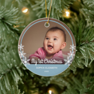 Baby First jul Photo Light Blue Julgransprydnad Keramik