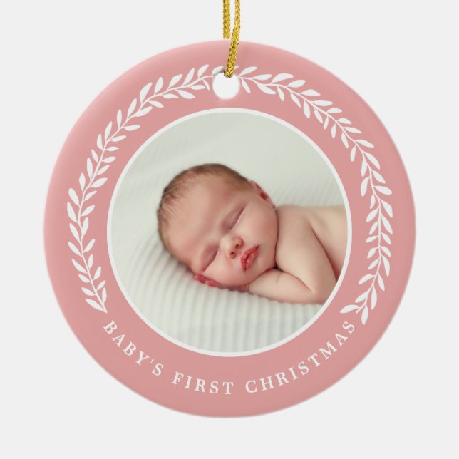 Baby First jul Photo Ornament | Persikor (Framsidan)