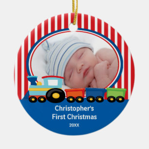 Baby First jul Photo Ornament Tåg Boy