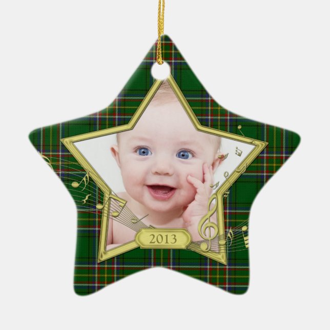 Baby First jul Photo Star Irish Tartan Julgransprydnad Keramik (Framsidan)