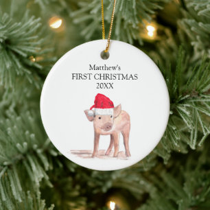 Baby First jul Piglet Gris Forest Boy Julgransprydnad Keramik