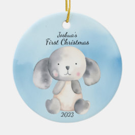 Baby First jul Puppy Blue Personlig Julgransprydnad Keramik