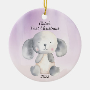 Baby First jul Puppy Blue Personlig Julgransprydnad Keramik