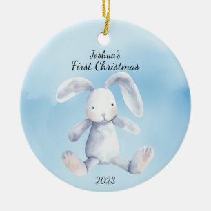 Baby First jul Rabbit Blue Personlig Julgransprydnad Keramik