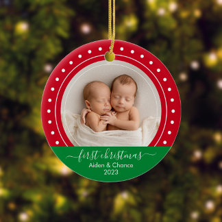 Baby First jul Red och Grönt Dots Julgransprydnad Keramik