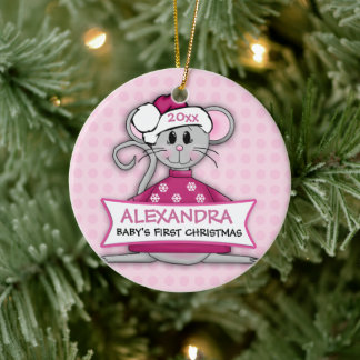 Baby First jul Rosa Mouse Ornament