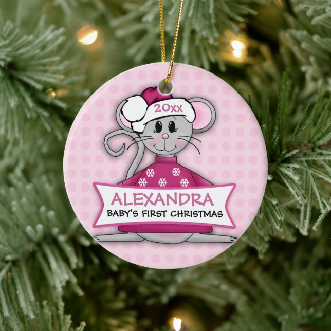 Baby First jul Rosa Mouse Ornament (Träd)