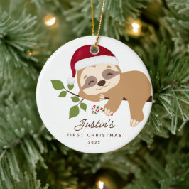 Baby First jul Santa Sloth Julgransprydnad Keramik