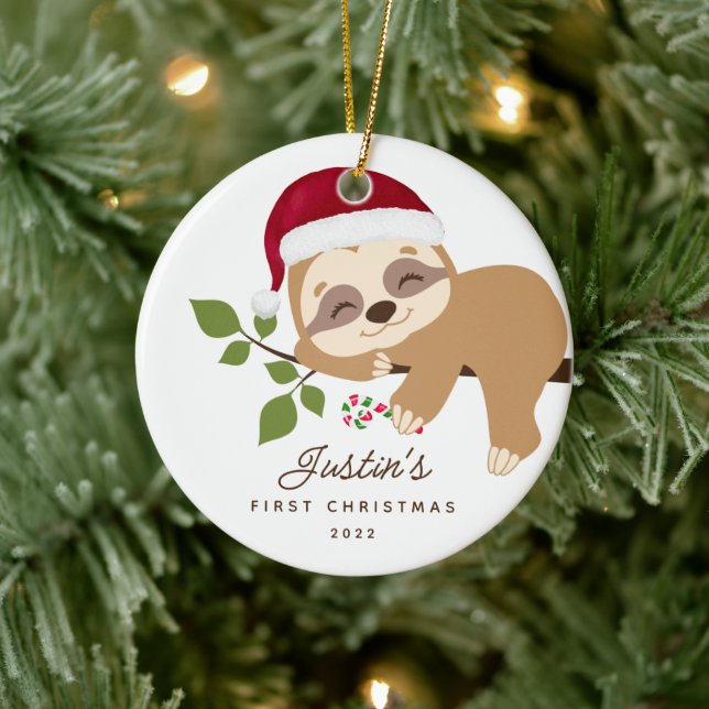 Baby First jul Santa Sloth Julgransprydnad Keramik (Träd)