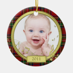 Baby First jul Tartan Music Photo Ornament