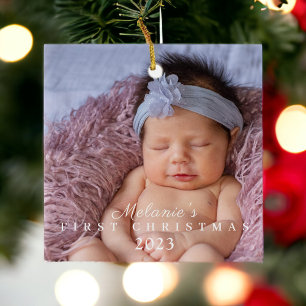 Baby First jul Two Photo Newborn Cute Julgransprydnad Keramik