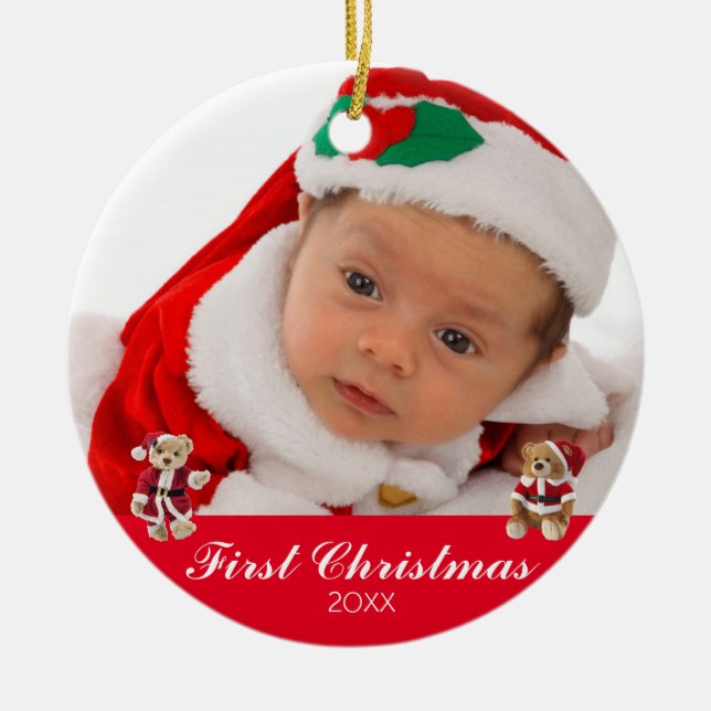 Baby First jul Two Sided Personlig Julgransprydnad Keramik (Framsidan)