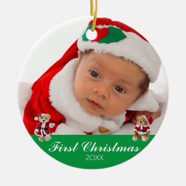 Baby First jul Two Sided Personlig Julgransprydnad Keramik (Framsidan)