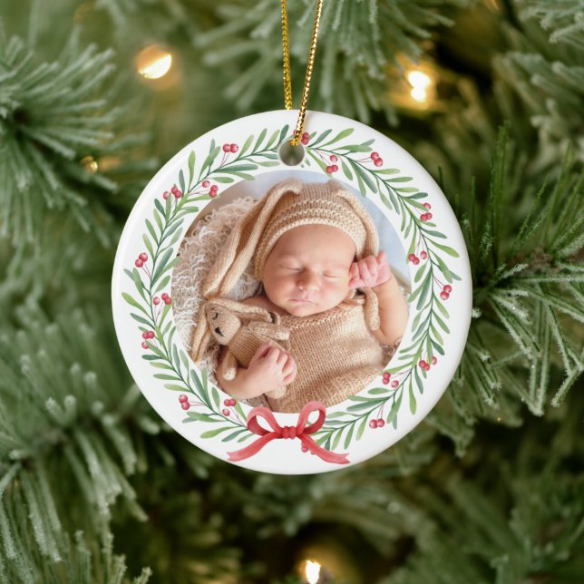 Baby First jul Watercolor Greenery Berries Julgransprydnad Keramik (Träd)