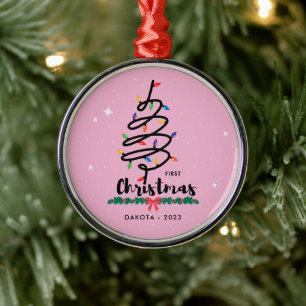 Baby First jul Whimsical Lighted Träd Julgransprydnad Metall