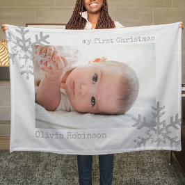 Baby First jul White Photo Snowflake Fleecefilt