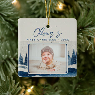 Baby First jul Winter Forest Photo Julgransprydnad Keramik
