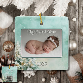 Baby First jul Winter Grönt/Teal Keepsak Julgransprydnad Keramik
