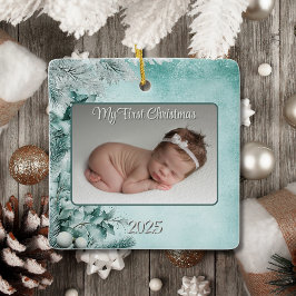 Baby First jul Winter Grönt/Teal Keepsak Julgransprydnad Keramik