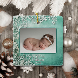 Baby First jul Winter Grönt/Teal Keepsak Julgransprydnad Keramik
