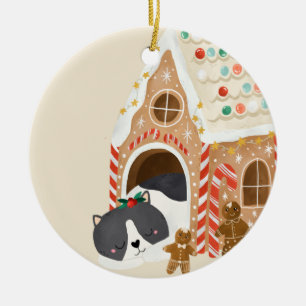 Baby First Julafton Cat i Gingerbröd House Julgransprydnad Keramik