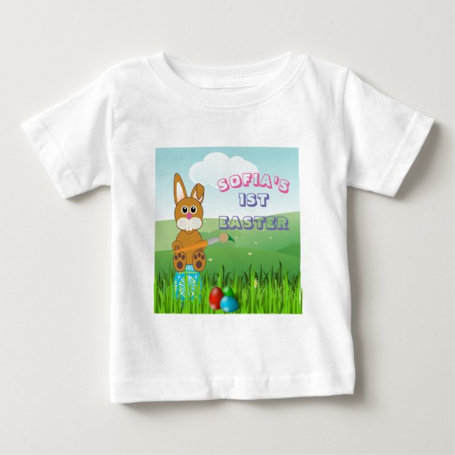 Baby First Påsk l Painting Eggs T-Shirt (Framsida)