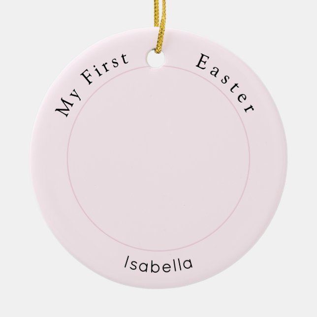 Baby First Påsk Photo Pastel Rosa Elegant Julgransprydnad Keramik (Framsidan)